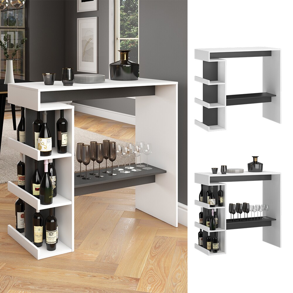 Vicco Bartisch Stehtisch K&uuml;chentisch Dana Wei&szlig; Anthrazit Ablage F&auml;cher Regal - Bild 1