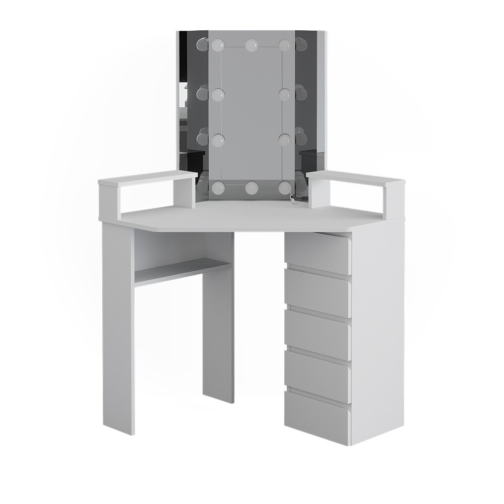 Vicco Eckschminktisch Frisiertisch Frisierkommode Tilda Wei&szlig; mit Spiegel mit LED - Bild 1