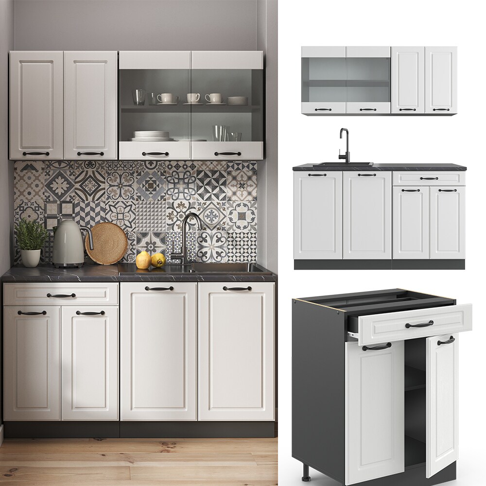 Vicco K&uuml;chenzeile K&uuml;chenblock Einbauk&uuml;che R-Line Single Landhaus Anthrazit - Bild 1