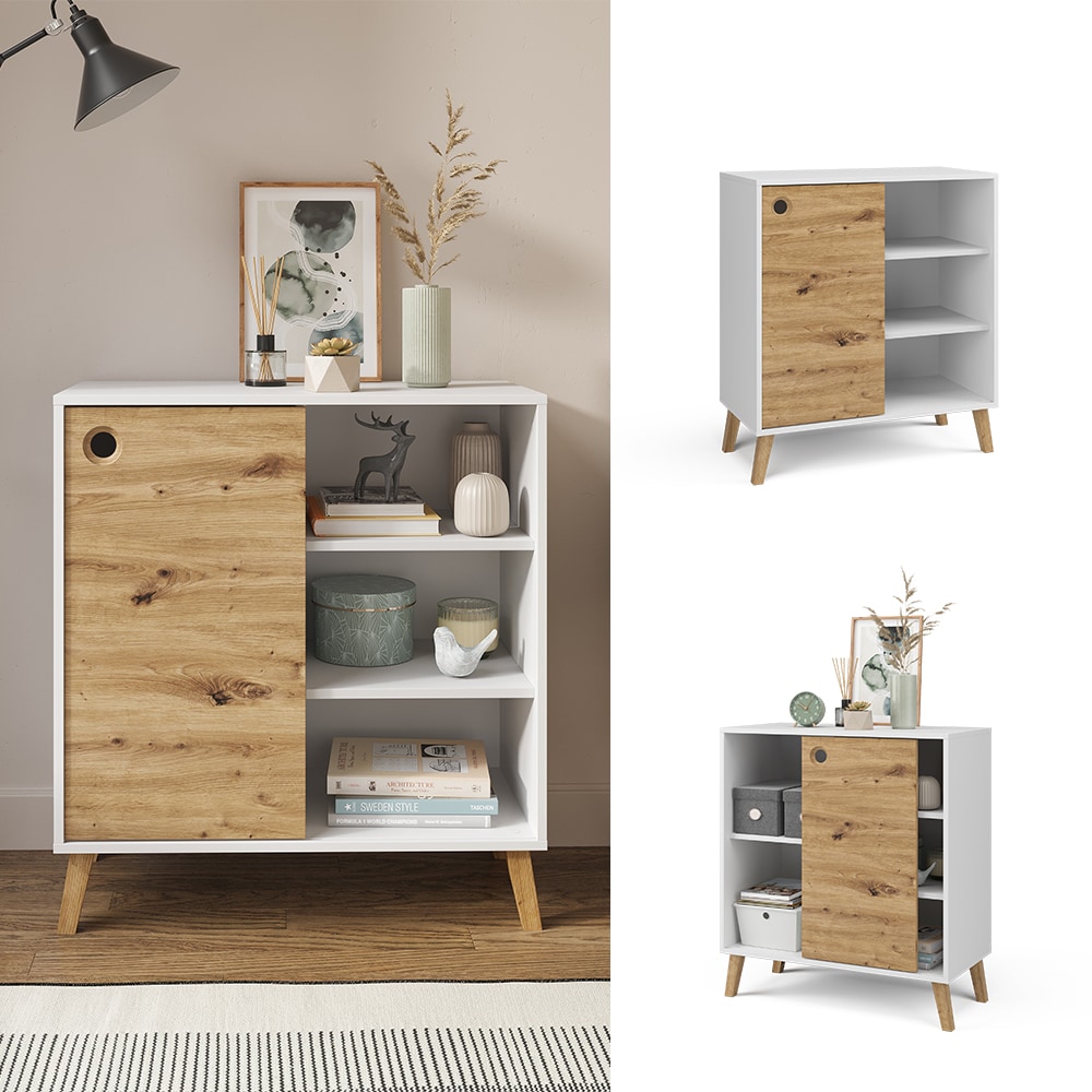 Vicco Kommode Wohnzimmerschrank Anrichte Jessica Wei&szlig;/Artisan Schiebet&uuml;r F&auml;cher - Bild 1