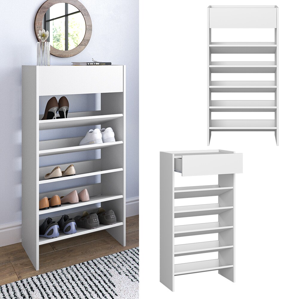 Vicco Schuhregal Schuhschrank Schuhaufbewahrung Delin Wei&szlig; 5 F&auml;cher Schublade - Bild 1