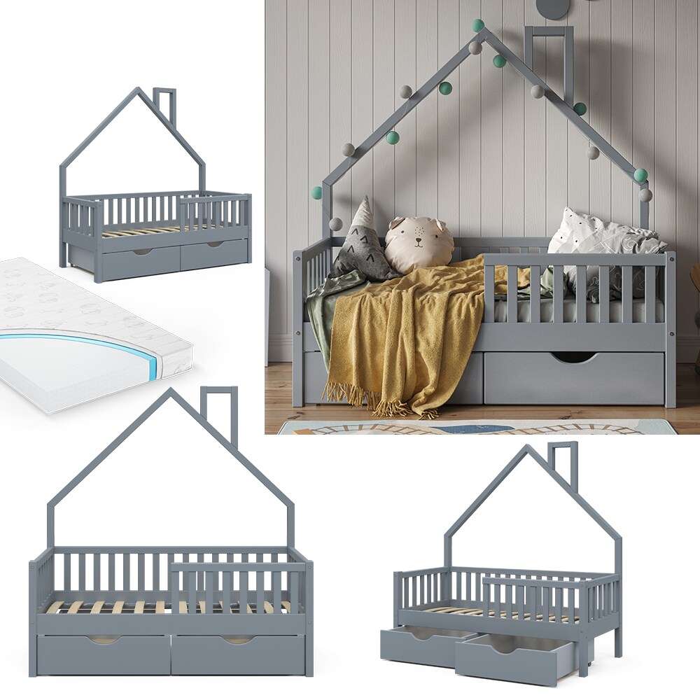 VitaliSpa Hausbett Kinderbett Spielbett Noemi 70x140cm inkl. Matratze Schubladen - Bild 1