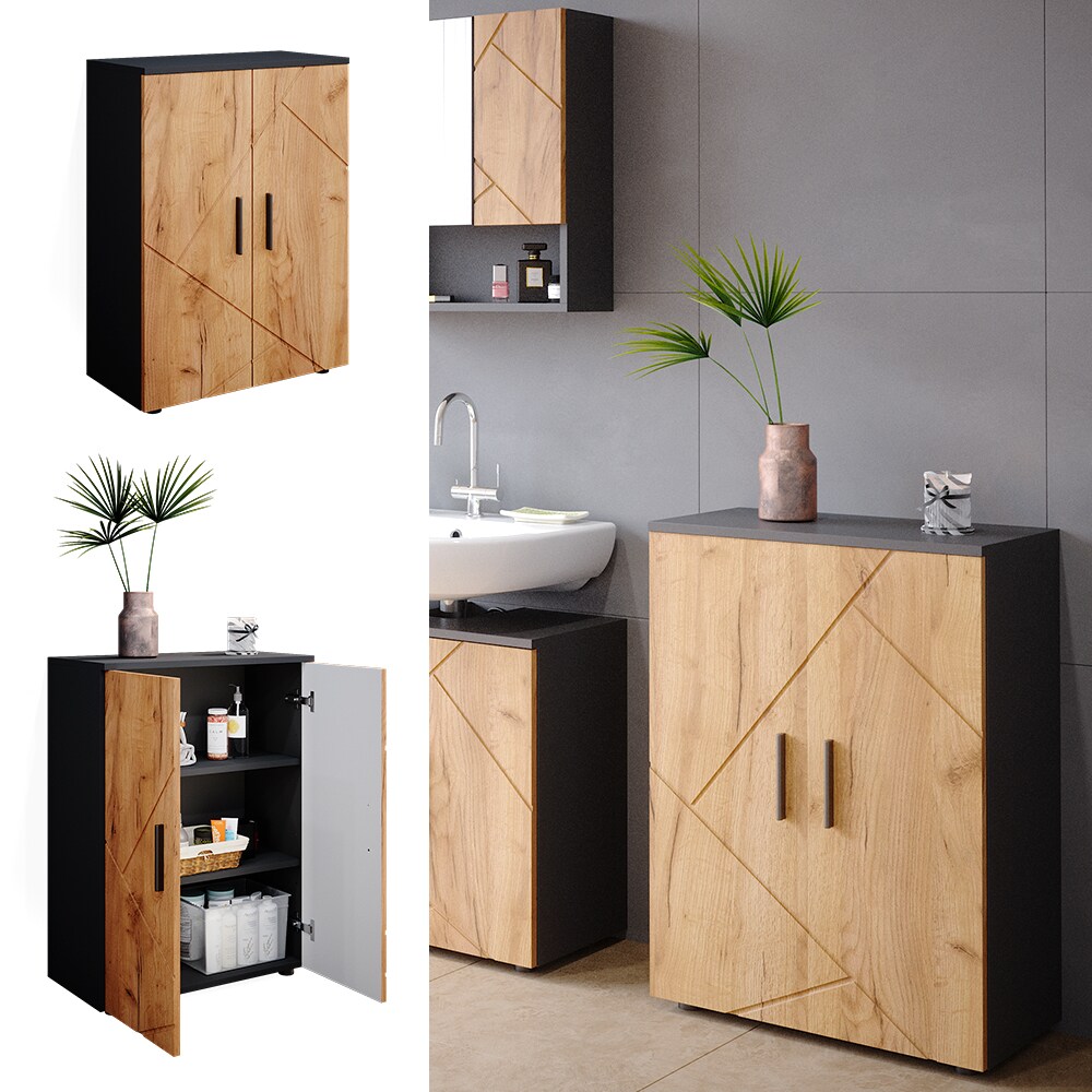 Vicco Badschrank Badezimmerschrank Aufbewahrungsschrank Irma 2 Türen Anthrazit | 04066731001897