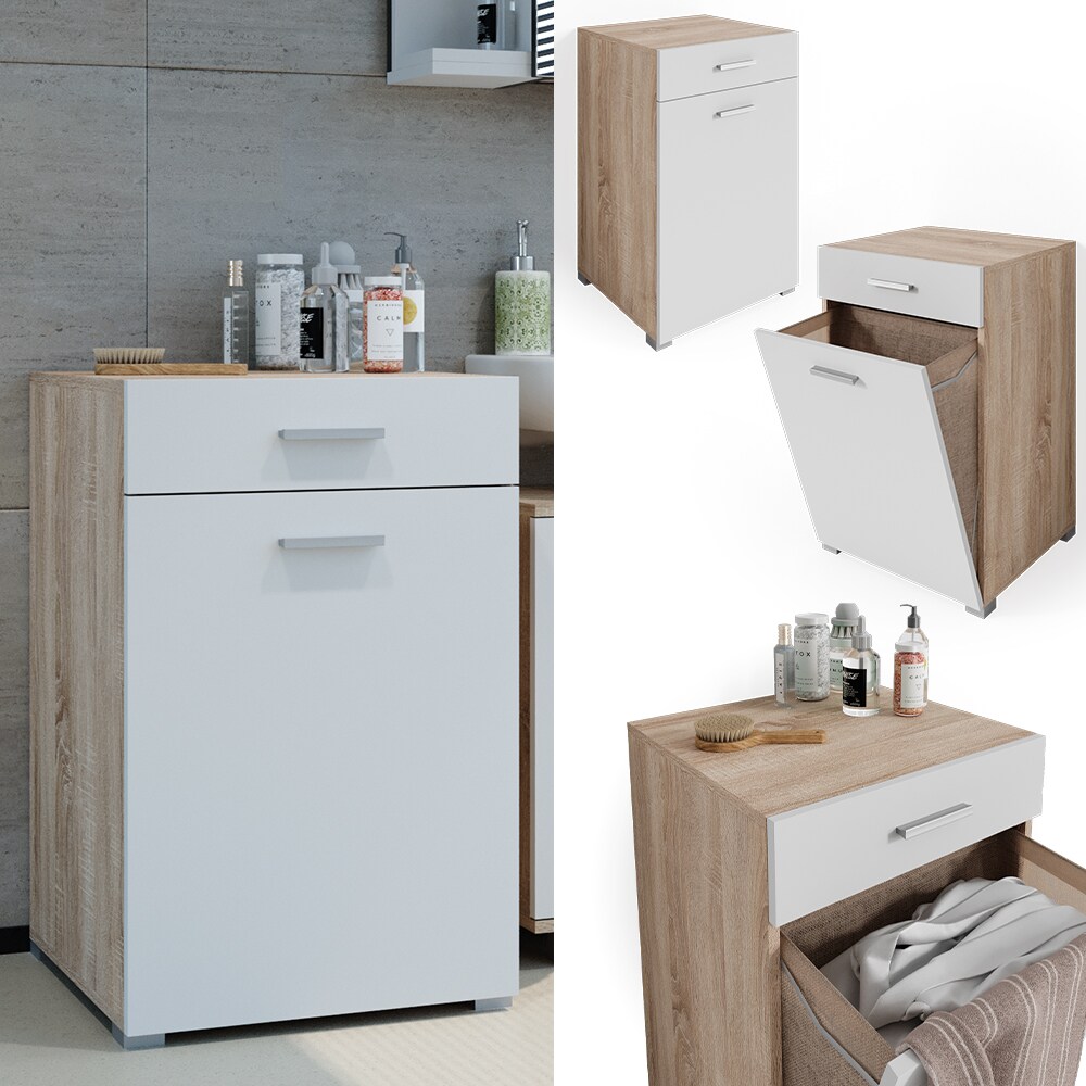 Vicco Wäschekorb Wäscheschrank Badschrank Matteo SON/Weiß Waschmaschinenschrank | 04066731029785