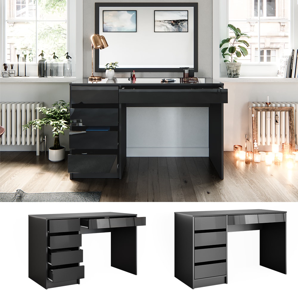 Vicco Schminktisch Sherry Anthrazit Hochglanz 120 x 75 cm Schlafzimmer - Bild 1