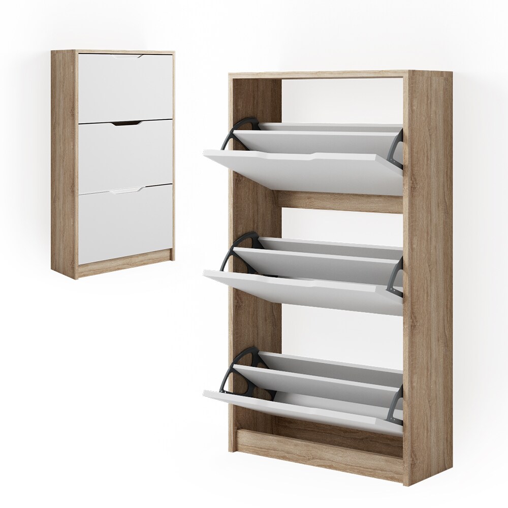 Vicco Schuhkipper Schuhschrank Kipper Luca Schuhkommode 3 F&auml;cher Schuhe Schrank - Bild 1