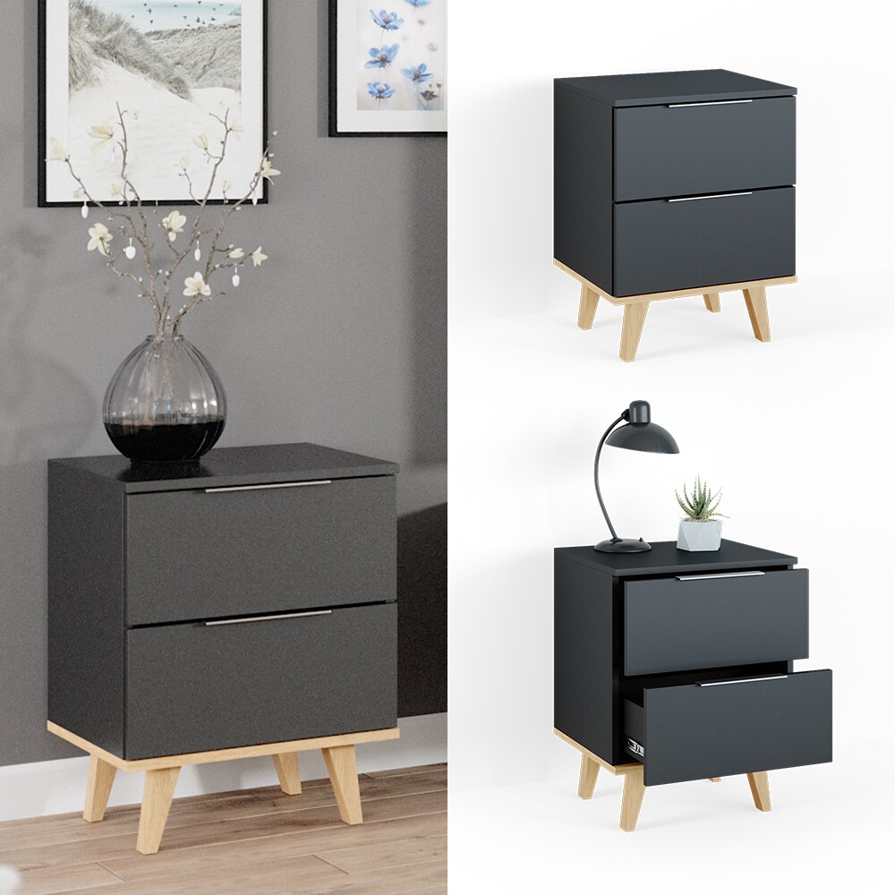Vicco Kommode Wohnzimmerschrank Anrichte Neptune Anthrazit/Buche Schublade 46 cm | 04066731028245