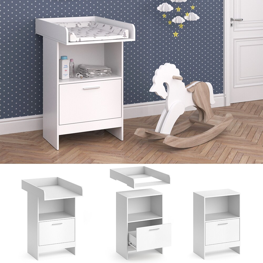 Vicco Wickeltisch Wickelkommode Wickelschrank Leo Wickelaufsatz Schublade Weiß