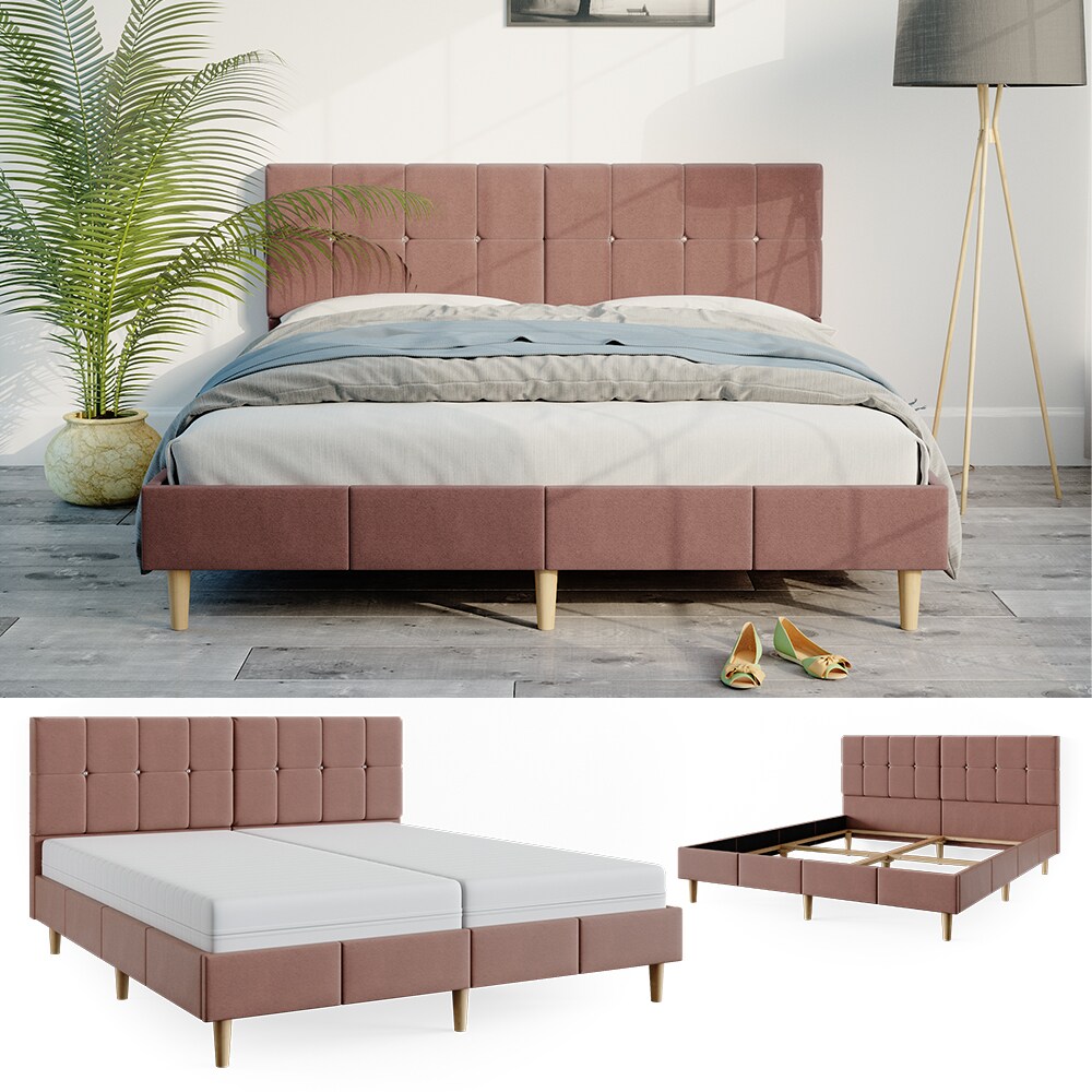 Vicco Bettgestell Stoffbett Doppelbett Fiona Iris Desert 180x200cm Kopfteil - Bild 1