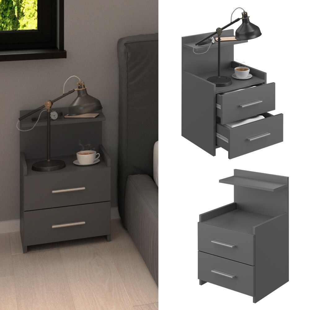 Vicco Nachttisch Beistelltisch Nachtschrank Alpin ANT Nachtkommode 2 Schubladen - Bild 1