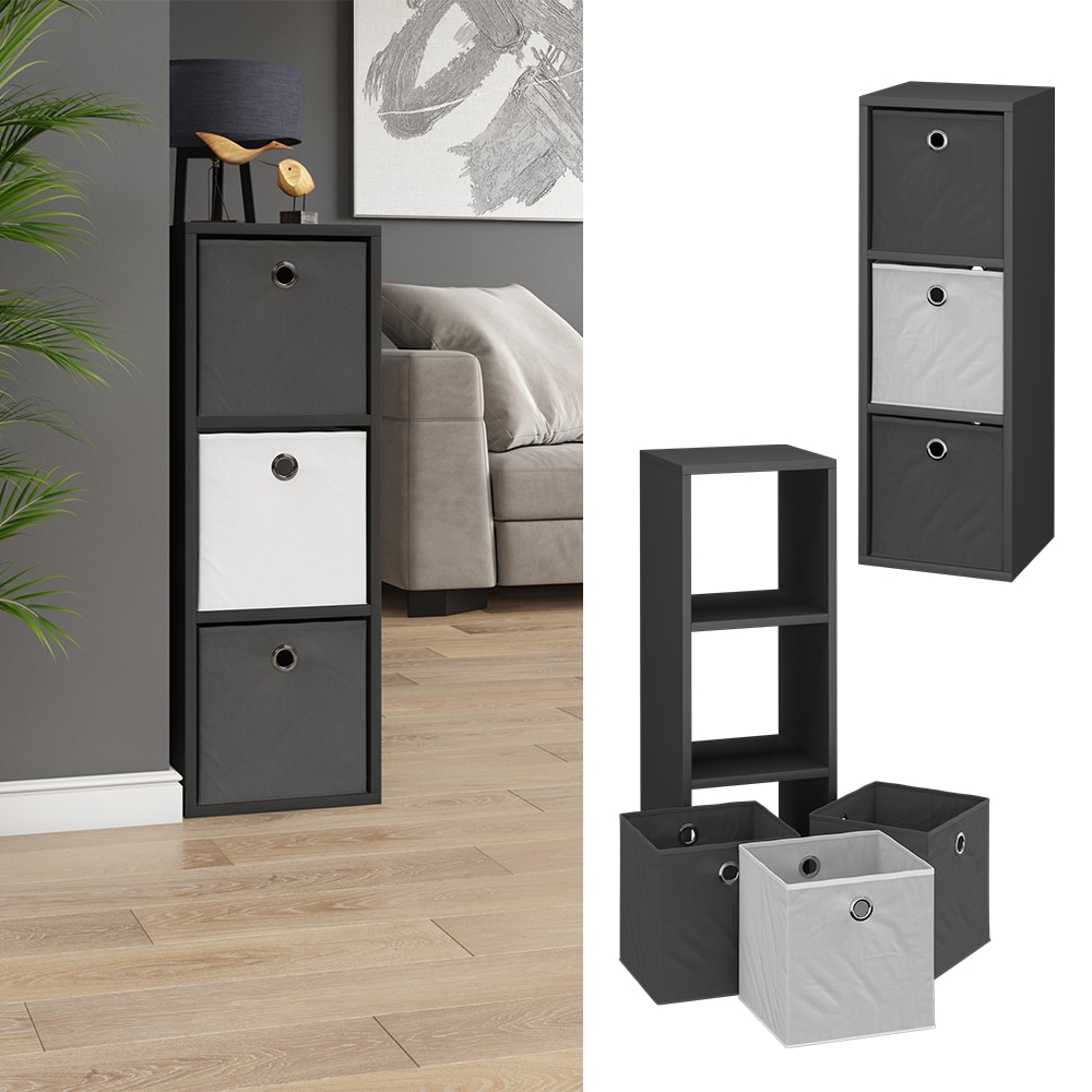 Vicco Raumteiler Standregal B&uuml;cherregal Anthrazit B&uuml;roregal Hylda mit Faltboxen - Bild 1