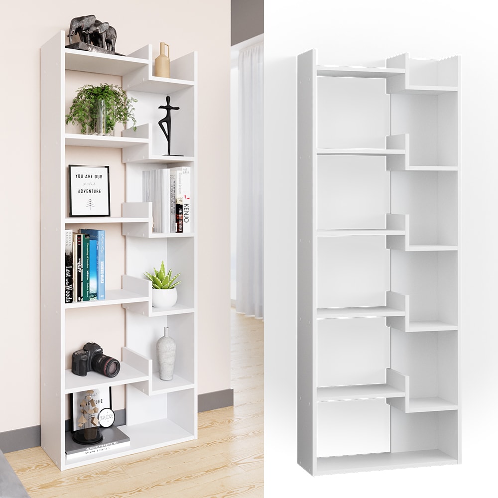 Vicco B&uuml;cherregal Raumteiler Standregal Fico Wei&szlig; 6 Etagen Wandregal Hochregal - Bild 1