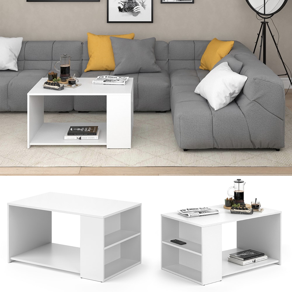 Vicco Couchtisch Sofatisch Kaffeetisch Dario Beistelltisch Ablagef&auml;cher Wei&szlig; - Bild 1