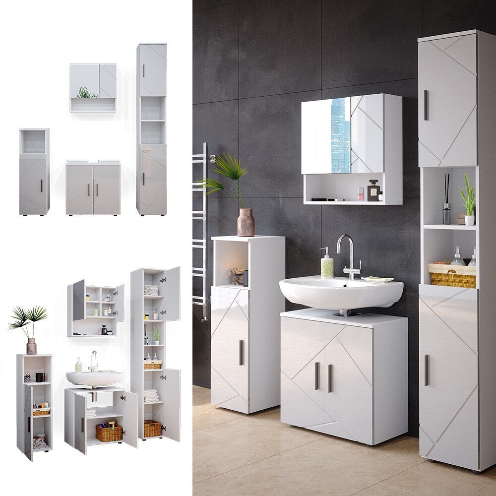 Vicco Badmöbel Set Irma Spiegelschrank Unterschrank Hochschrank Midischrank Bad