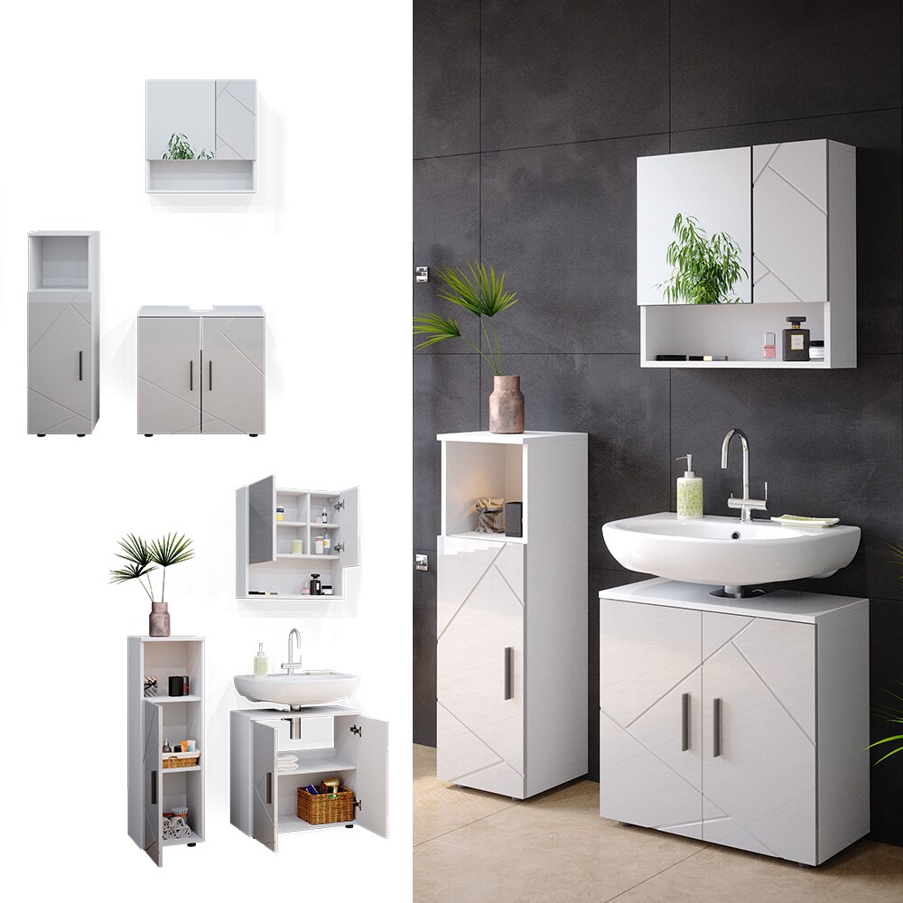 Vicco Badmöbel Set Badezimmermöbel Irma Spiegelschrank Unterschrank Midischrank | 04066731001996