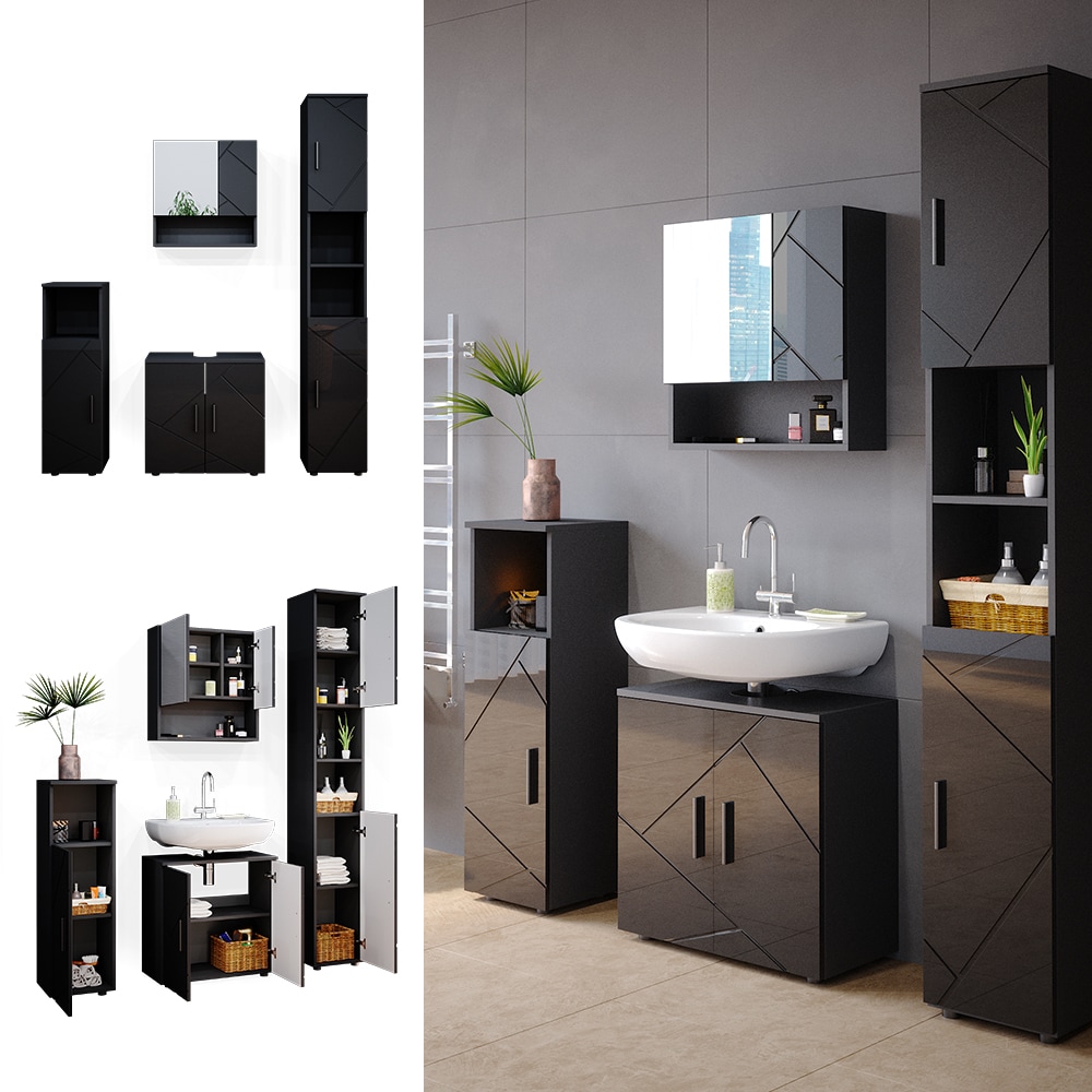 Vicco Badm&ouml;bel Set Irma Spiegelschrank Unterschrank Hochschrank Midischrank Bad - Bild 1