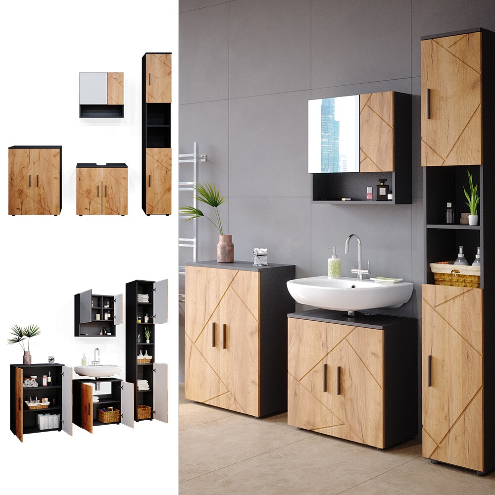 Vicco Badm&ouml;bel Set Badezimmerm&ouml;bel Irma Spiegelschrank Badschrank Hochschrank - Bild 1