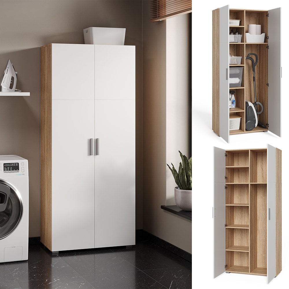 Vicco Universalschrank Mehrzweckschrank B&uuml;roschrank Ingo Wei&szlig;-Sonoma 2 T&uuml;ren - Bild 1