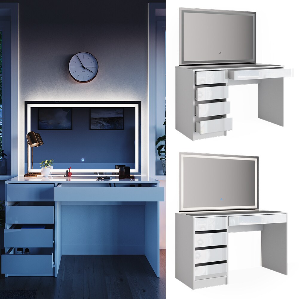 Schminktisch Sherry wei&szlig; Frisiertisch Frisierkommode 5 Schubladen Kommode Vicco - Bild 1