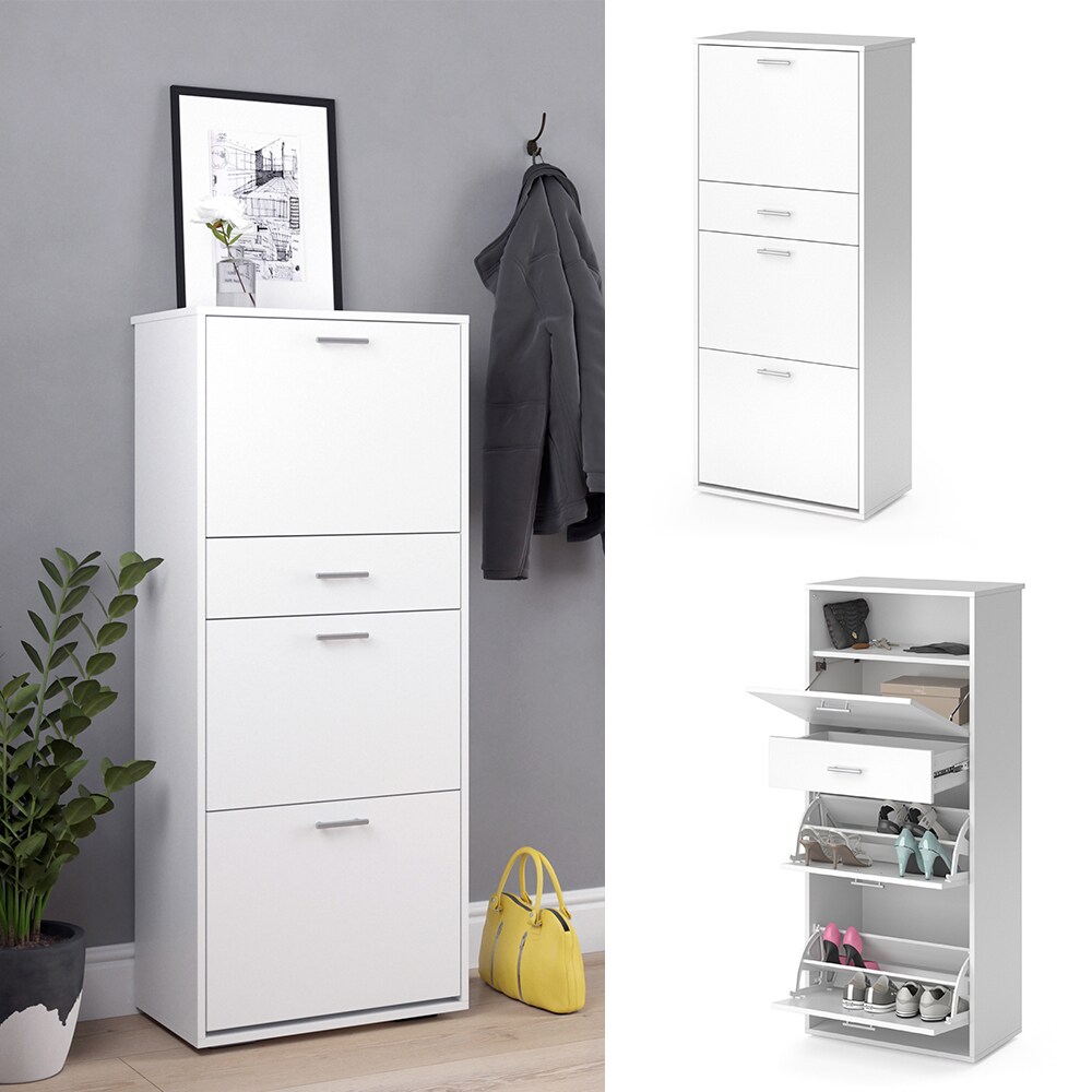 Vicco Schuhregal Schuhschrank Schuhkipper Ella Wei&szlig;  Schublade Kippfach Kippt&uuml;r - Bild 1