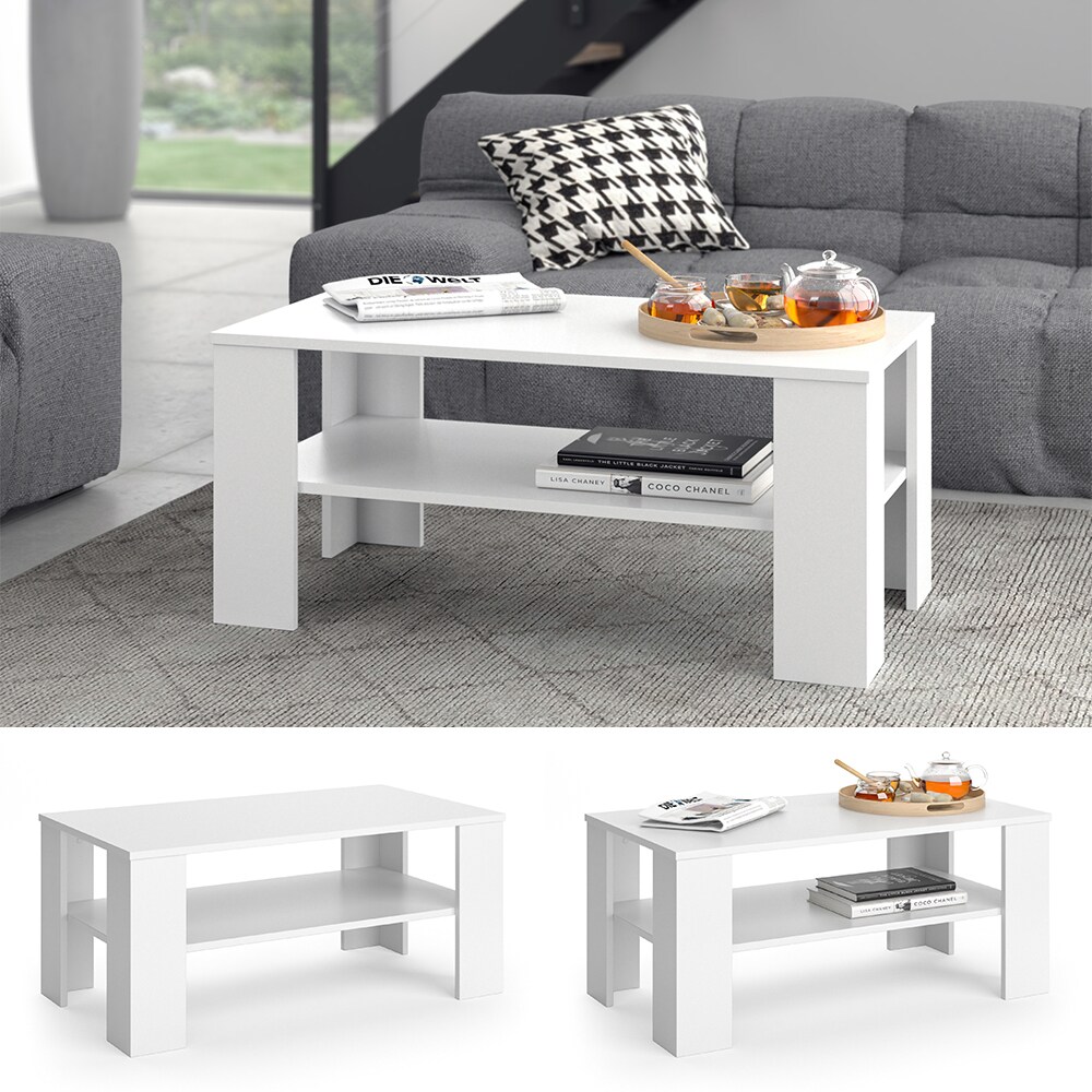 Vicco Couchtisch Sofatisch Beistelltisch Celio Wei&szlig; Kaffeetisch Ablagefl&auml;che - Bild 1