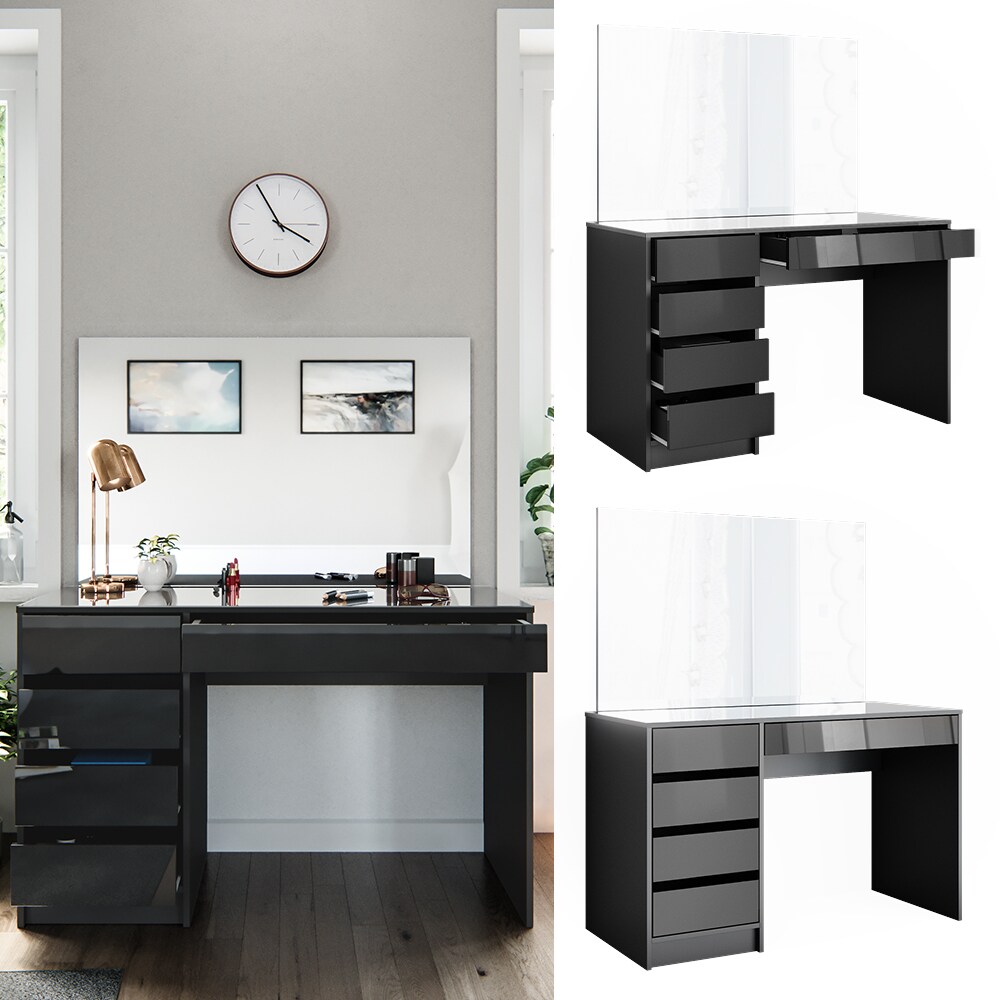 VICCO Schminktisch Sherry Anthrazit Hochglanz Frisiertisch Spiegel Kommode - Bild 1