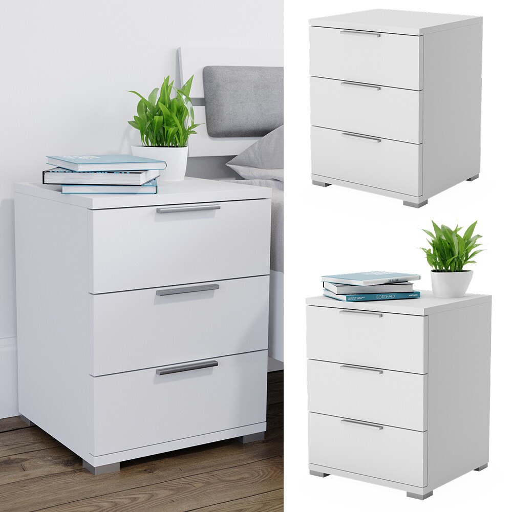 Vicco Nachtschrank Nachtkommode Nachttisch Florenz Schublade Wei&szlig; 2er Set - Bild 1