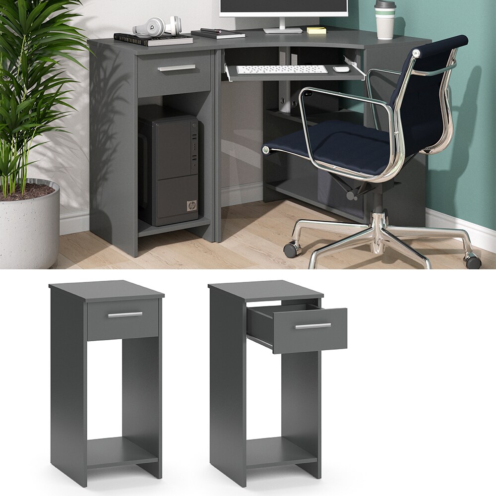 Vicco PC-Schrank Beistellschrank Computerschrank Odin Anthrazit Schublade PC-Fach
