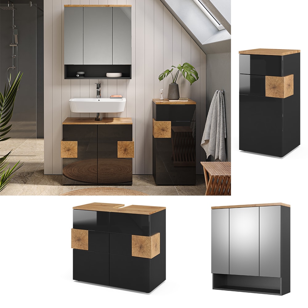 Vicco Badm&ouml;bel Set Badezimmerm&ouml;bel Eden Spiegelschrank Unterschrank Midischrank - Bild 1