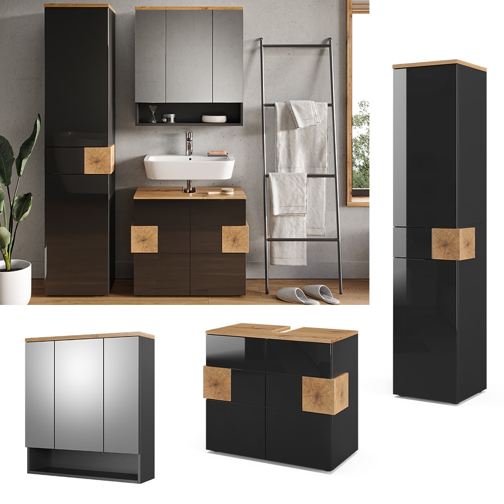 Vicco Badm&ouml;bel Set Badezimmerm&ouml;bel Eden Spiegelschrank Unterschrank Hochschrank - Bild 1