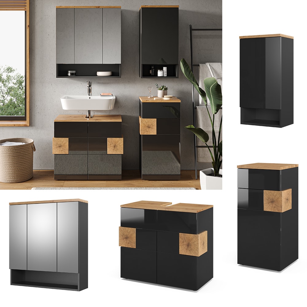 Vicco Badm&ouml;bel Set Eden Spiegelschrank Unterschrank H&auml;ngeschrank Hochschrank ANT - Bild 1