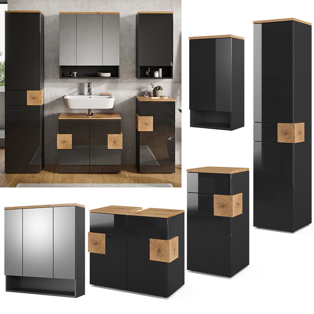 Vicco Badm&ouml;bel Set Eden Spiegelschrank Unterschrank Hochschrank Midischrank Bad - Bild 1