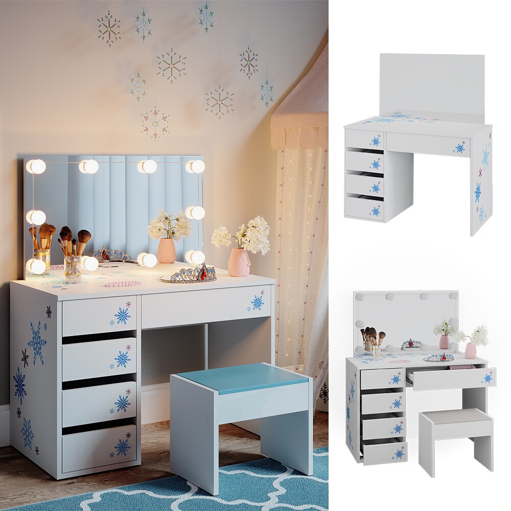 Vicco Kinderschminktisch Frisiertisch Frisierkommode Elsa Wei&szlig; Schublade Regal - Bild 1