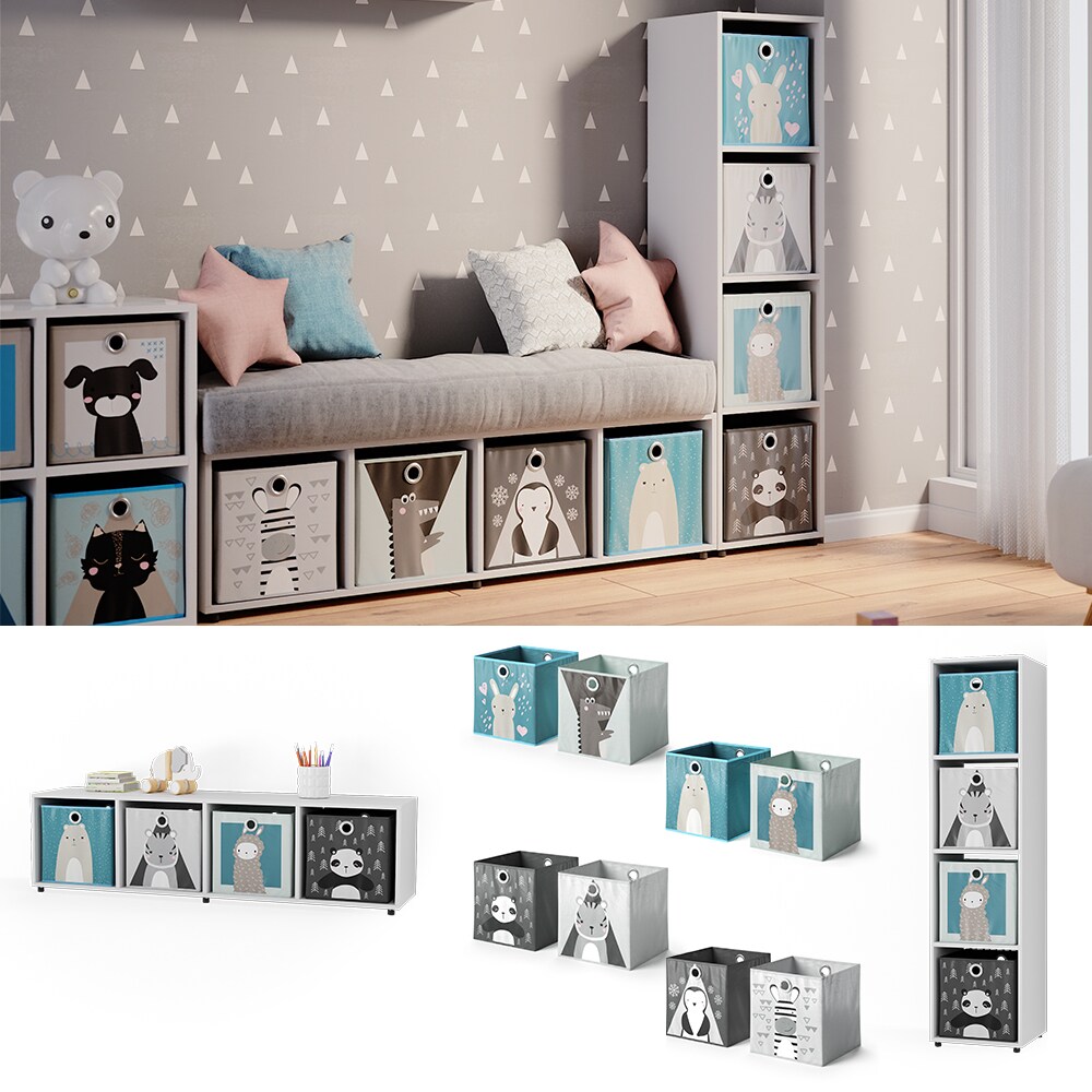 Vicco Raumteiler Standregal B&uuml;cherregal Ludus Wei&szlig; 4 F&auml;cher Kinder-Faltboxen - Bild 1