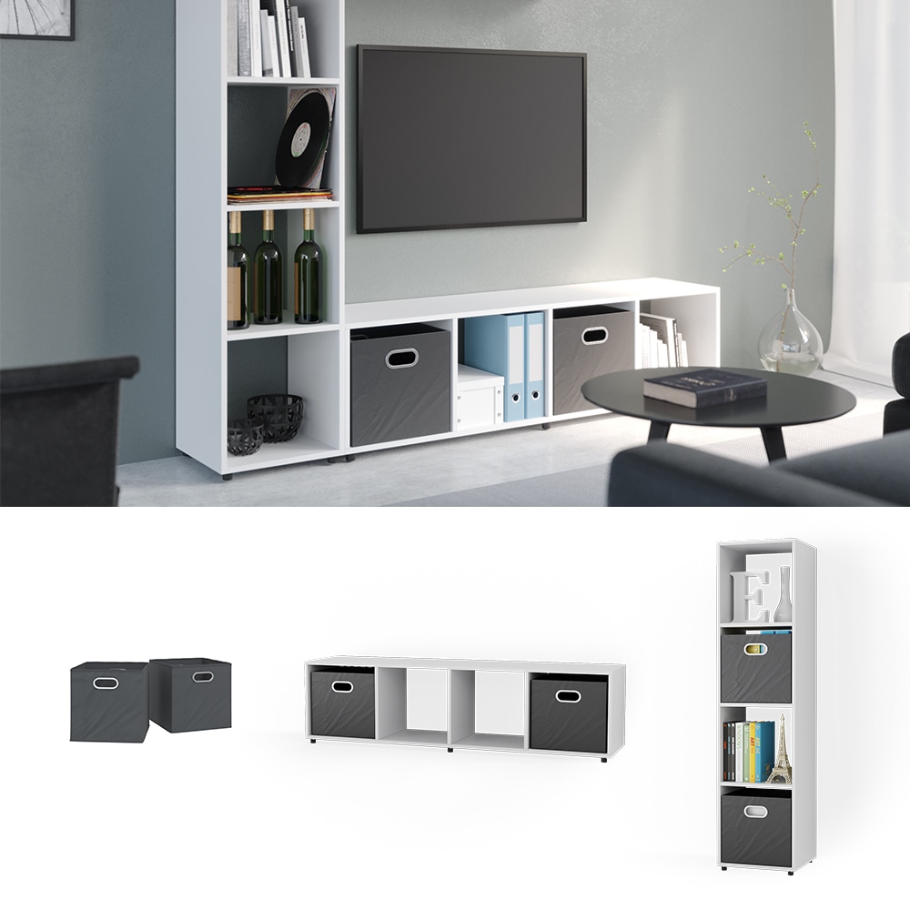 Vicco Raumteiler Standregal B&uuml;cherregal Ludus Wei&szlig; 4 F&auml;cher Faltboxen B&uuml;roregal - Bild 1