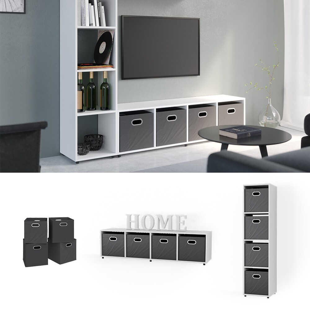 Vicco Raumteiler Standregal B&uuml;cherregal Ludus Wei&szlig; 4 F&auml;cher Faltboxen B&uuml;roregal - Bild 1