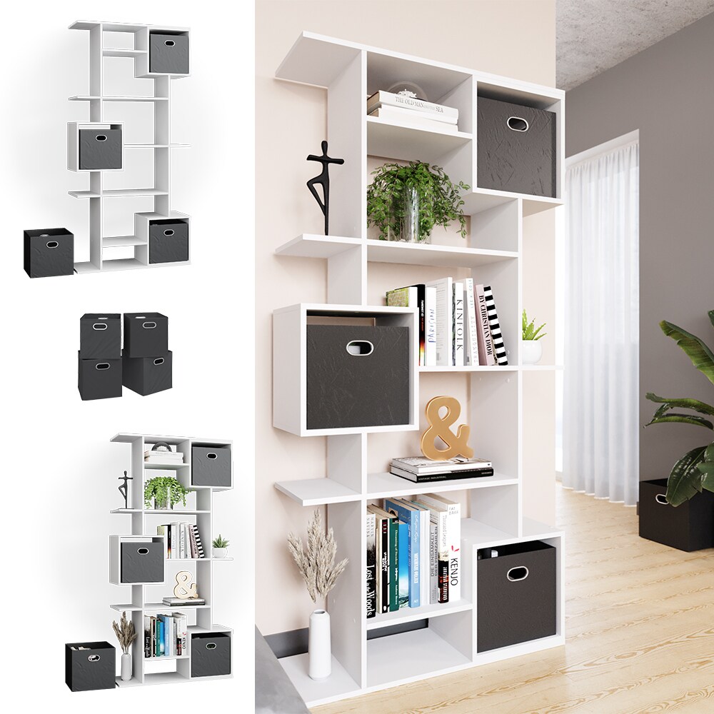 Vicco B&uuml;cherregal Raumteiler Standregal W&uuml;rfel Wei&szlig; Wandregal Hochregal Faltbox - Bild 1