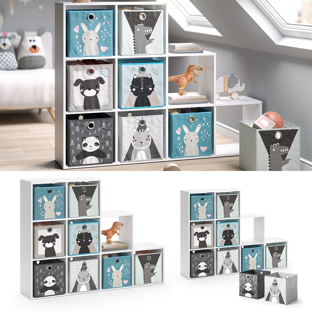 Vicco Treppenregal Raumteiler Bücherregal Weiß 9 Fächer Regal Kinder-Faltboxen | 04066731034635