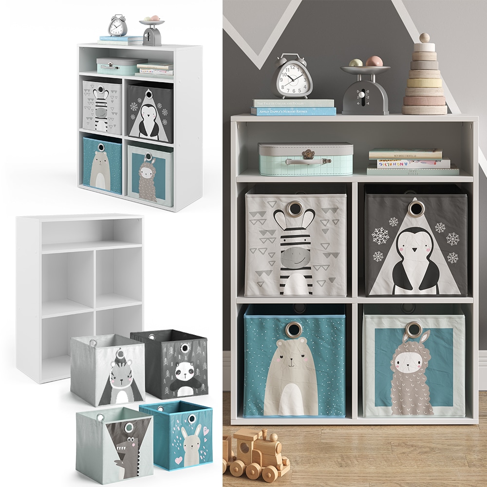 Vicco B&uuml;cherregal Spielzeugregal Standregal Wei&szlig; Faltbox Aufbewahrung Ablage - Bild 1