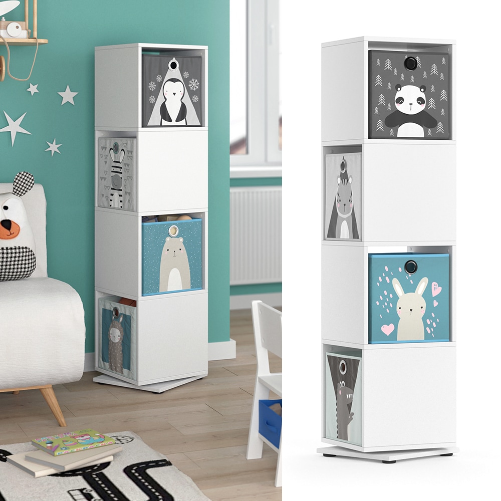 Vicco Drehregal Ordnerregal Standregal Wei&szlig; B&uuml;cherregal B&uuml;ro Kinder-Faltboxen - Bild 1