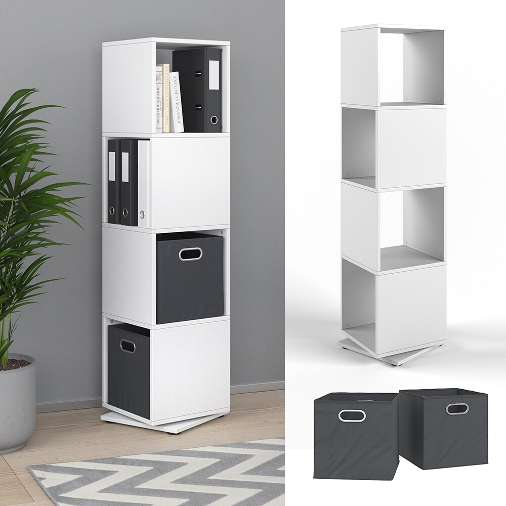 Vicco Drehregal Ordnerregal Standregal Wei&szlig; B&uuml;cherregal B&uuml;ro XXL Faltboxen Regal - Bild 1