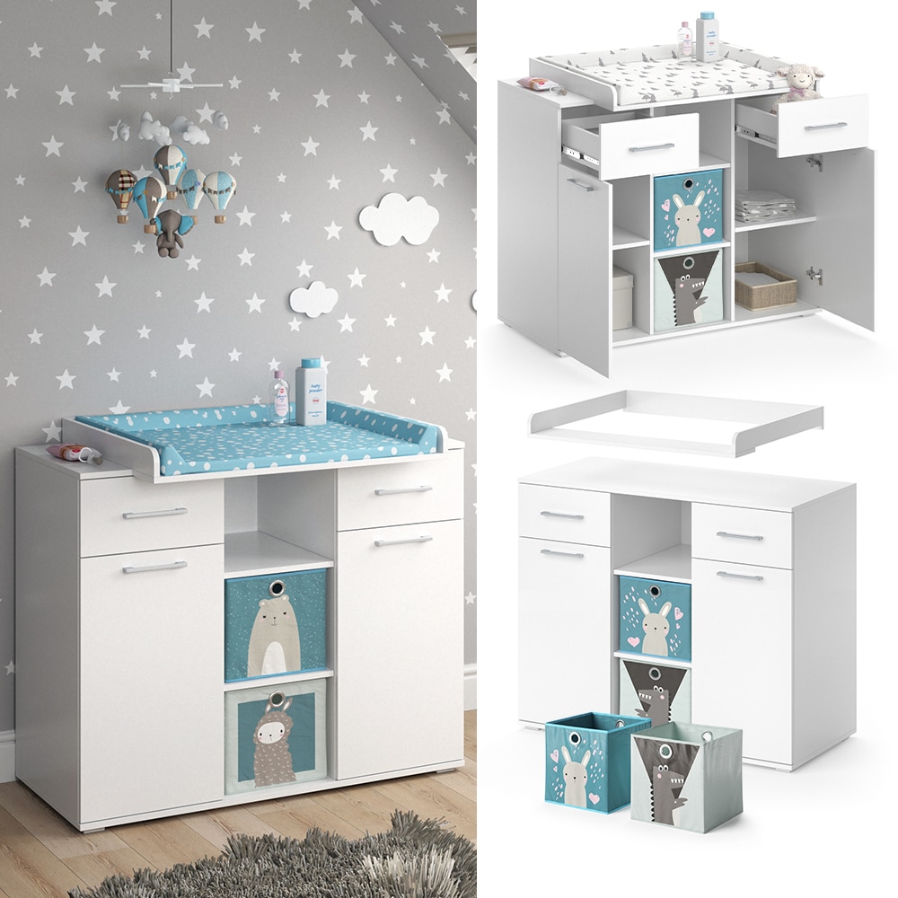 Vicco Wickelkommode Wickeltisch Wickelregal Leonie Wickelaufsatz Kinder-Faltbox - Bild 1