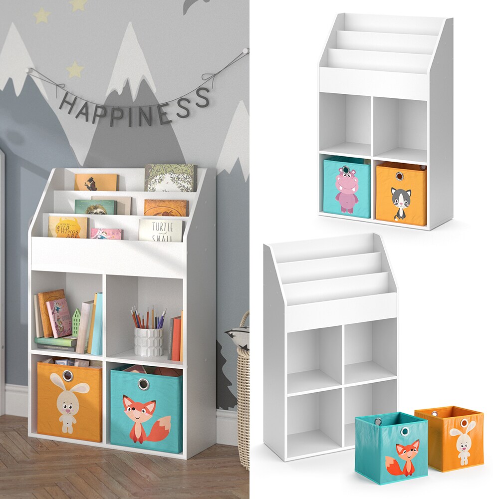 Vicco Kinderregal Bücherregal Aufbewahrungsregal Luigi Weiß Ablage Faltbox bunt