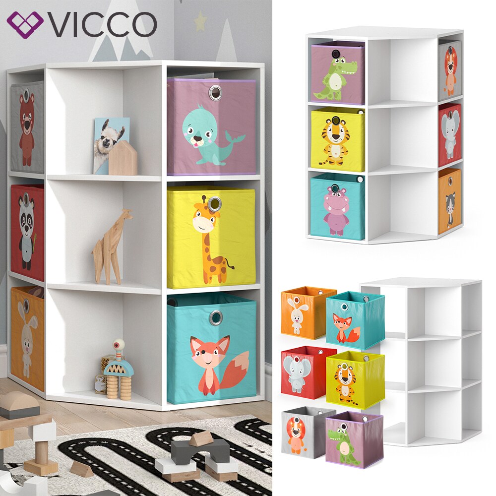 Vicco Kinderregal Eckregal Spielzeugablage Luigi Weiß Sitzbank Kinder-Faltboxen | 04066731034789