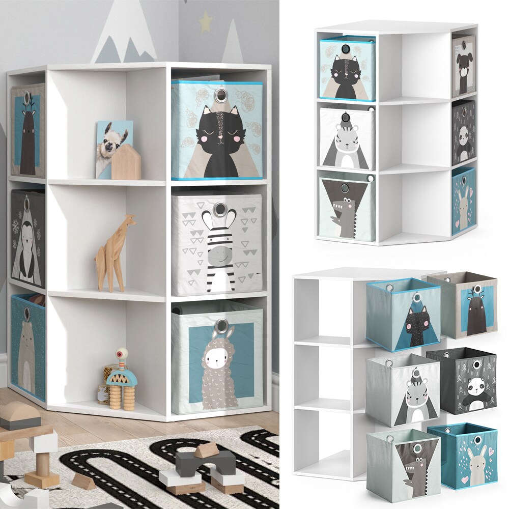 Vicco Kinderregal Eckregal Spielzeugablage Luigi Weiß Sitzbank Kinder-Faltboxen | 04066731034796