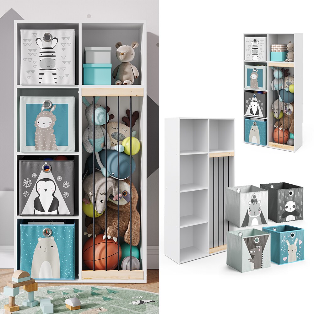 Vicco Kinderregal Kuscheltierbox Aufbewahrung Marvin B&uuml;cherregal Wei&szlig; Faltbox - Bild 1