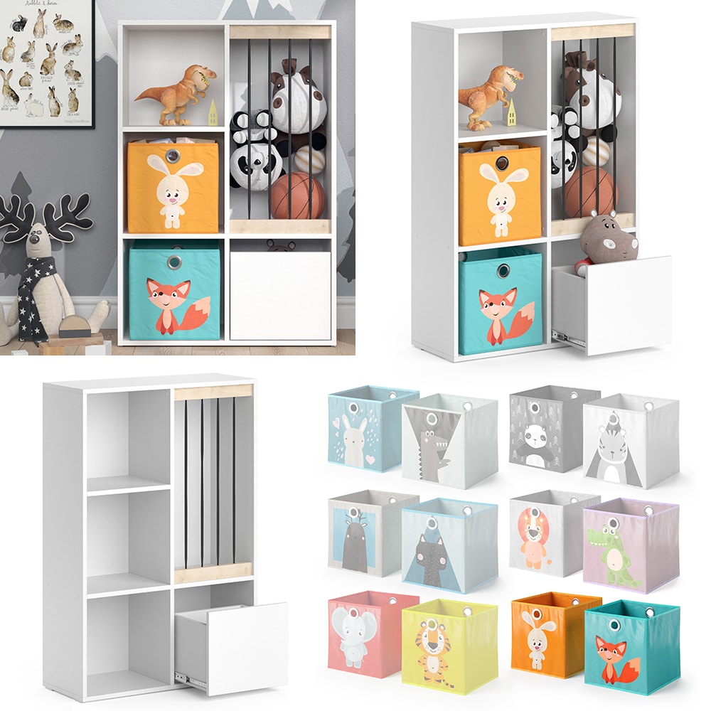 Vicco Kinderregal Spielzeugregal Spielzeugablage Luigi Wei&szlig; Faltbox Aufbewahrung - Bild 1