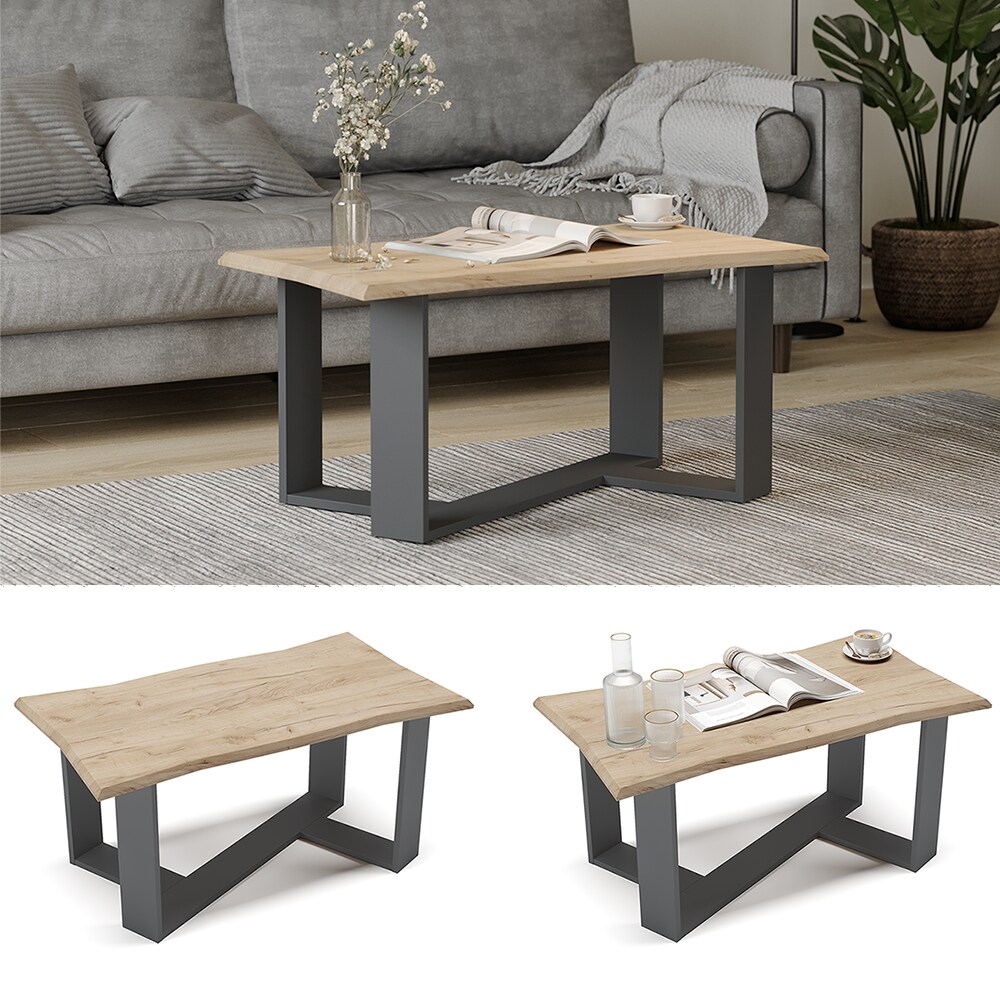 Vicco Couchtisch Sofatisch Beistelltisch Arne Baumkante Goldkraft/Anthrazit - Bild 1