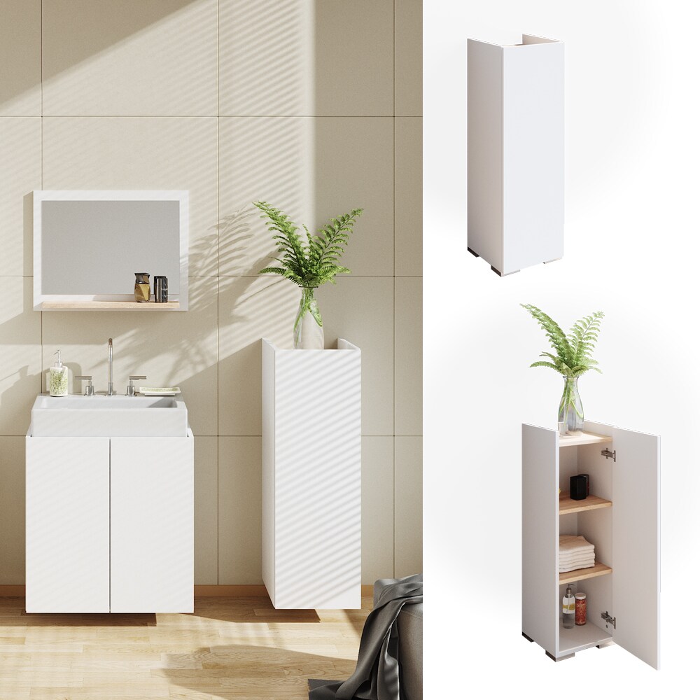Vicco Midischrank Badschrank Badezimmerschrank Delfina Wei&szlig;/Sonoma T&uuml;r 3 F&auml;cher - Bild 1