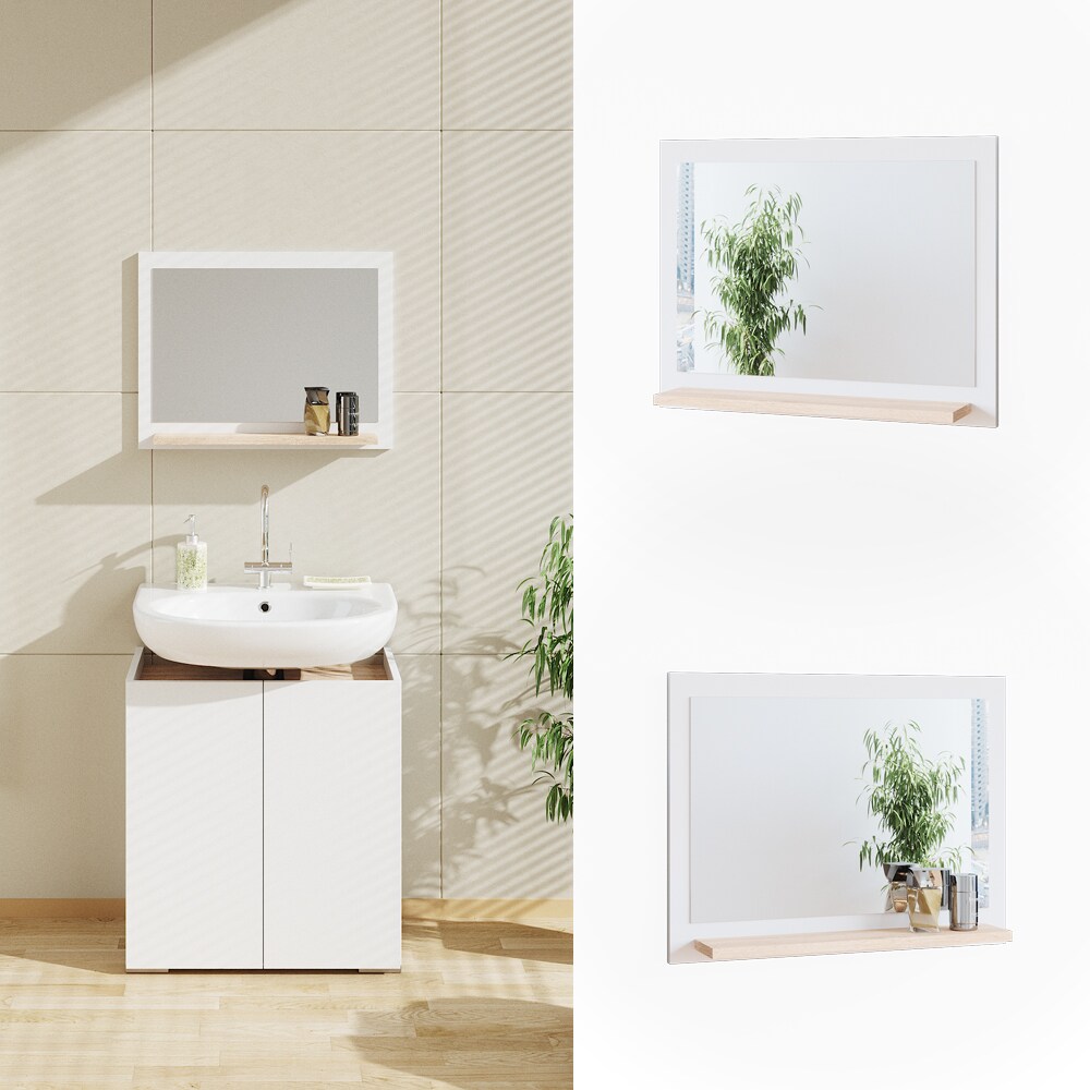 Vicco Badspiegel Wandspiegel Spiegel Delfina Wei&szlig;/Sonoma Badezimmer Ablage Regal - Bild 1